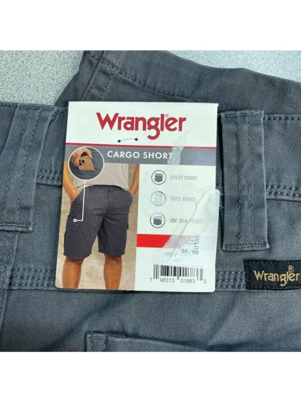NWT Wrangler Men's 34 Gray Cargo Shorts Regular Fit Utility Pockets Durable